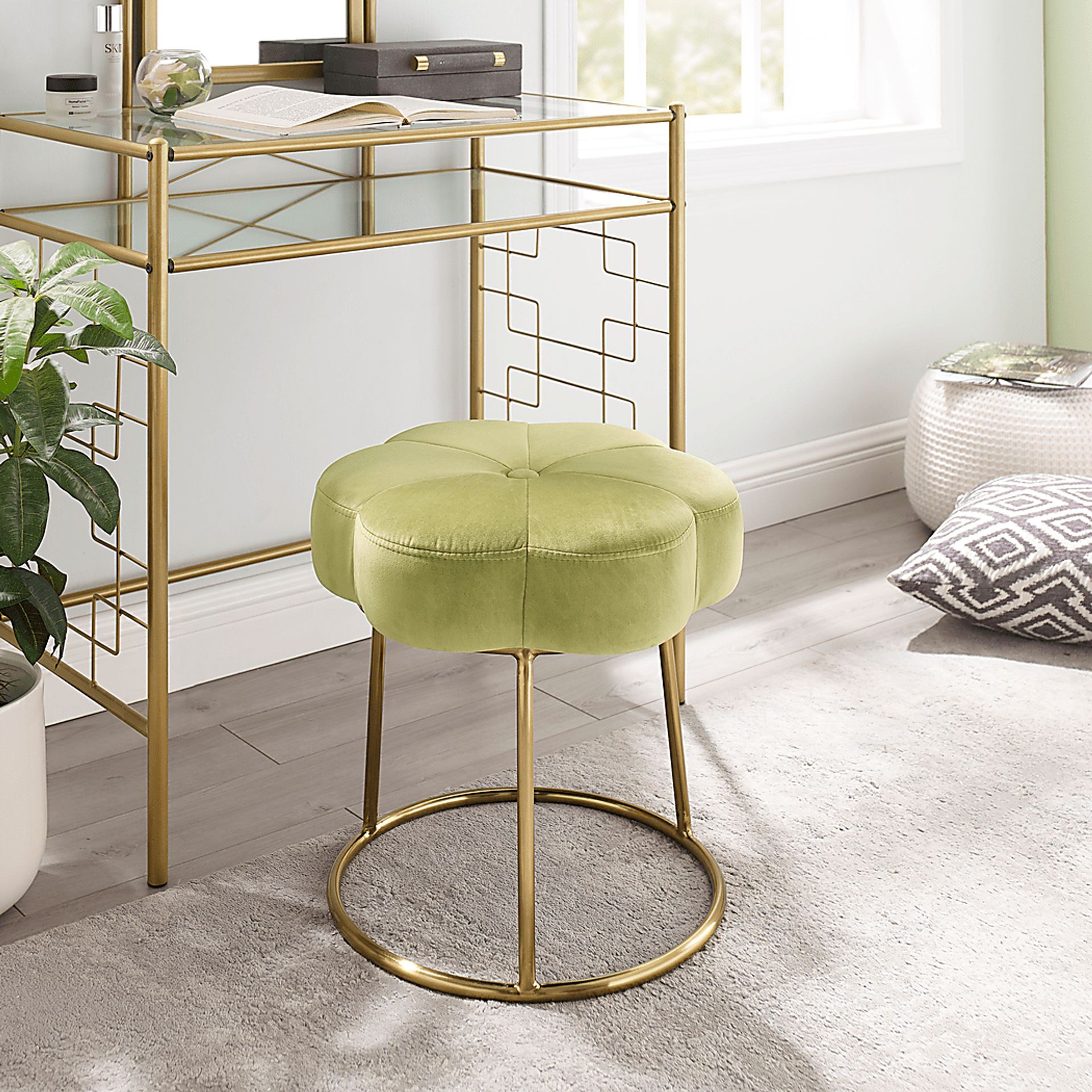 Silver Lane Green Vanity Stool - Image 3