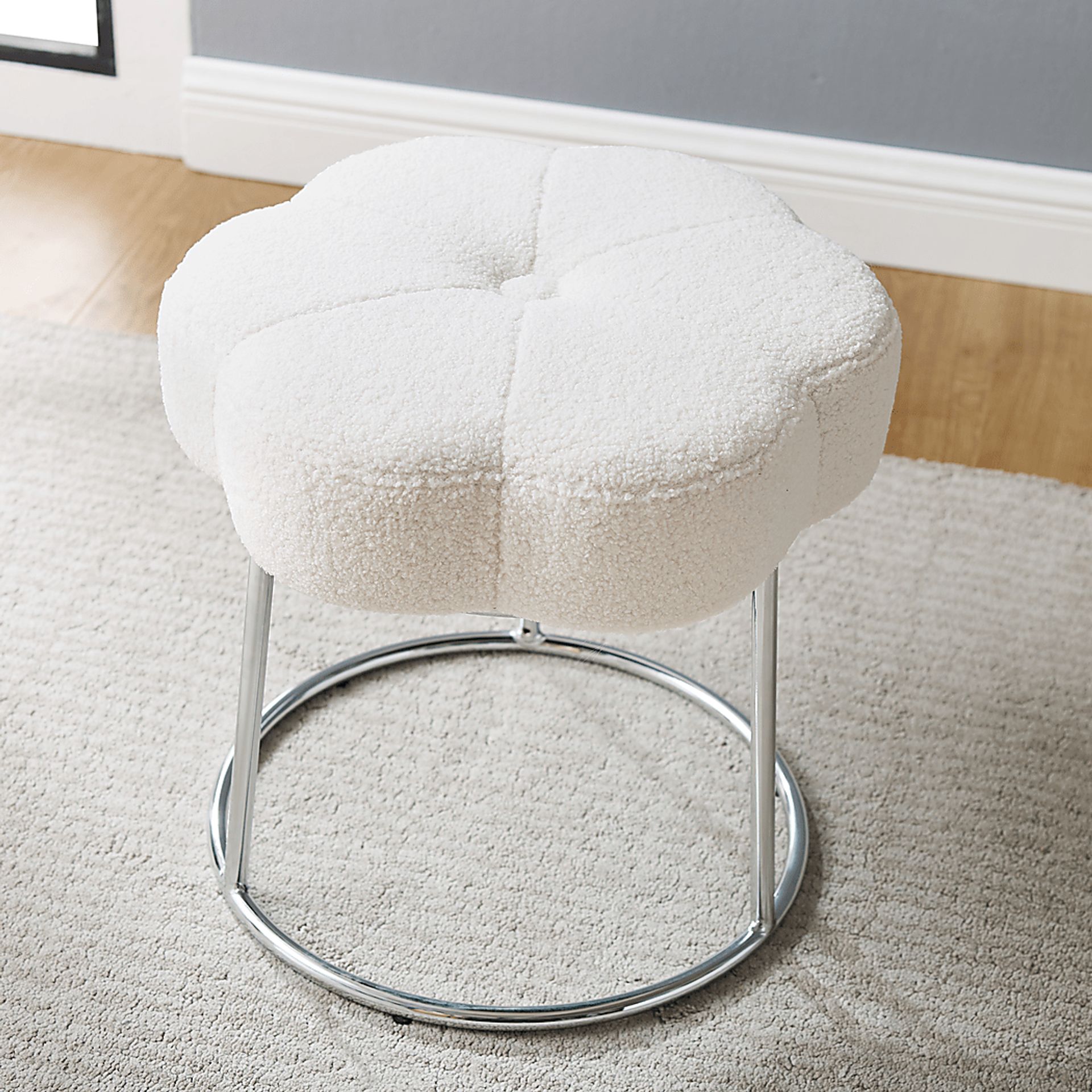 Silver Lane White/Silver Vanity Stool - Image 3