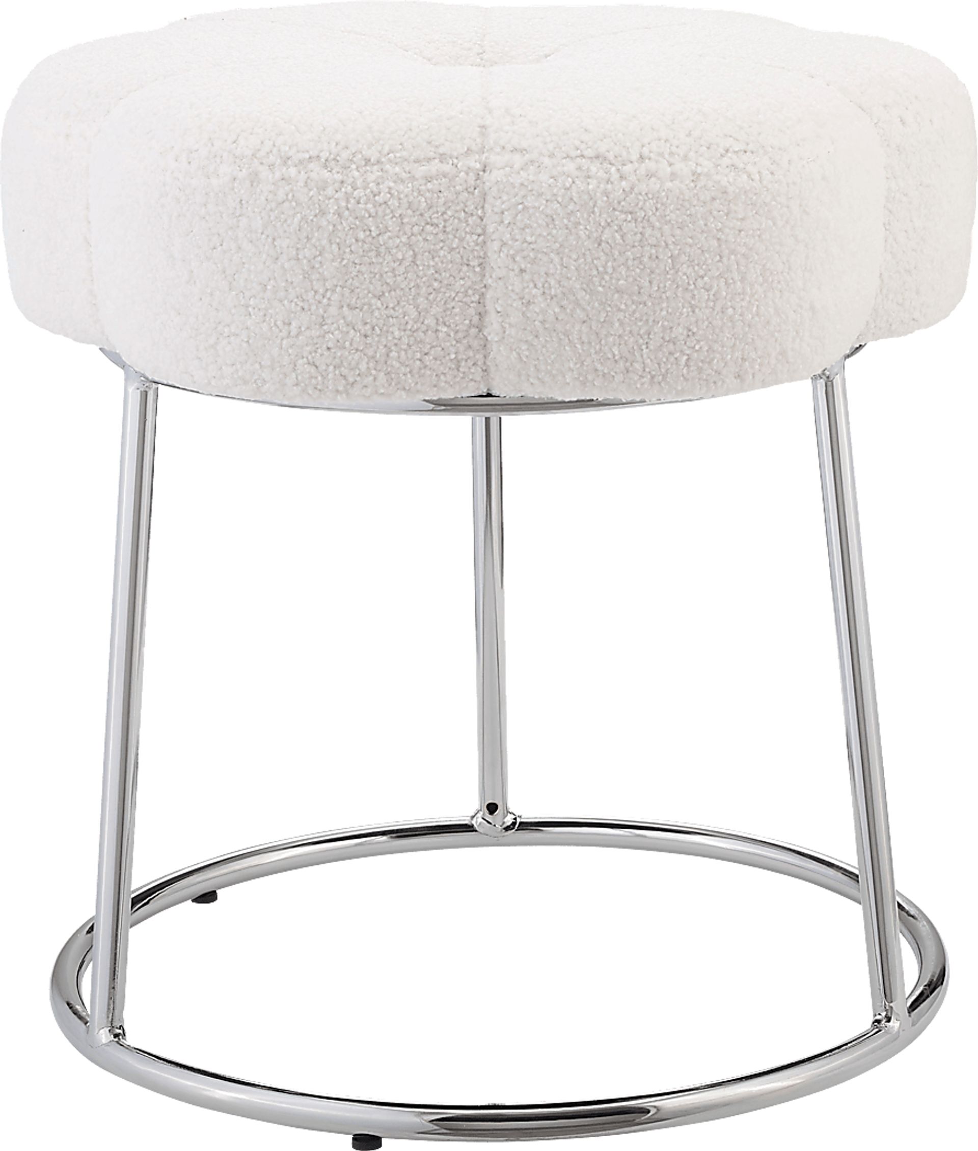 Silver Lane White/Silver Vanity Stool - Image 1