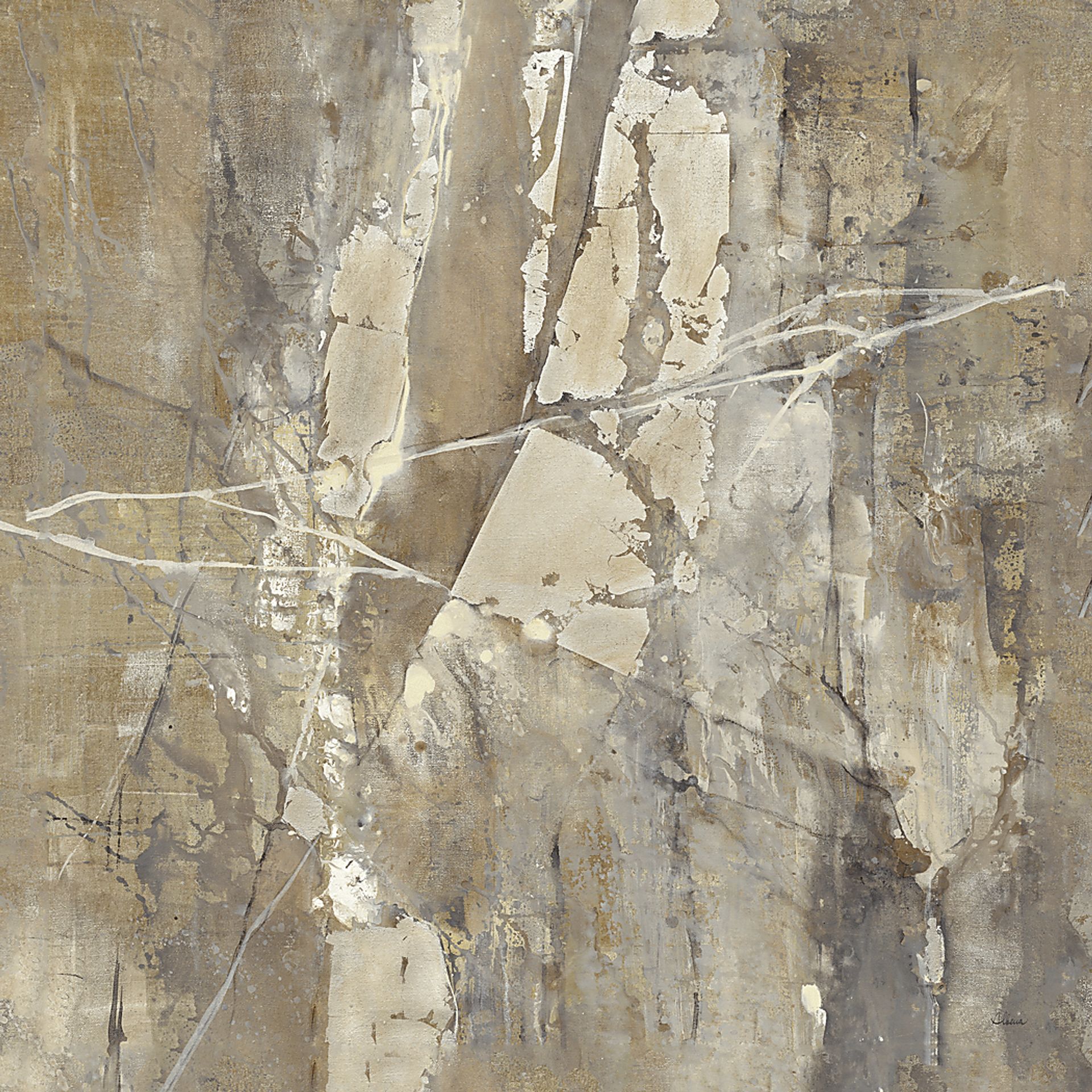 Silver Scene 5' Square Canvas Artwork - Image 1