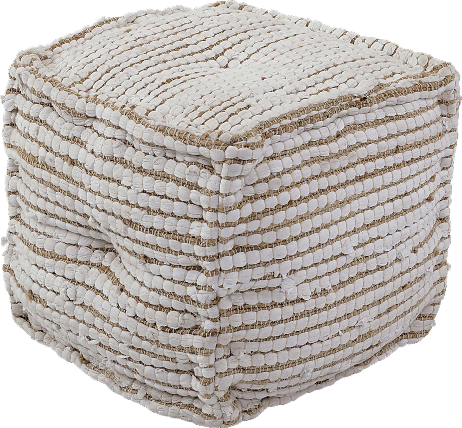 Silvermine White Pouf - Image 1