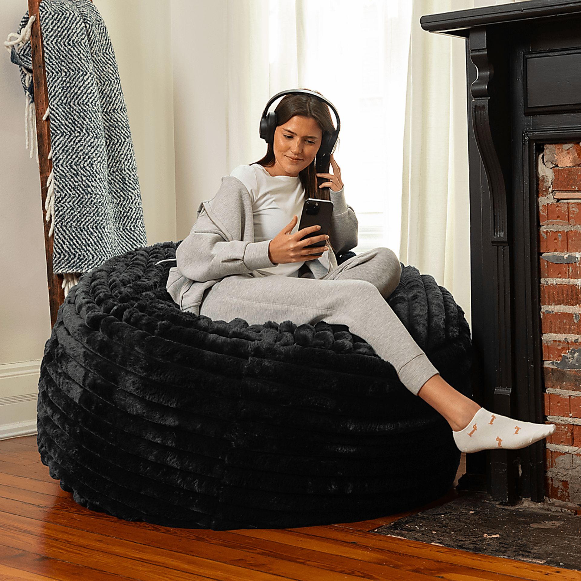 Sinepa Black Large Bean Bag Chair - Image 6