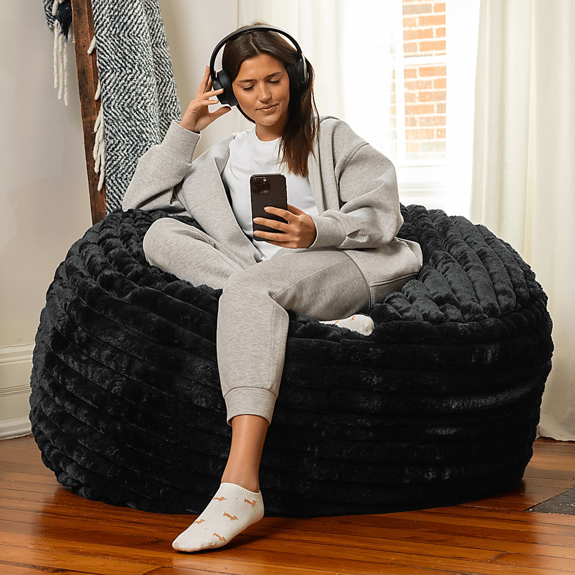 Sinepa Black Large Bean Bag Chair - Image 7