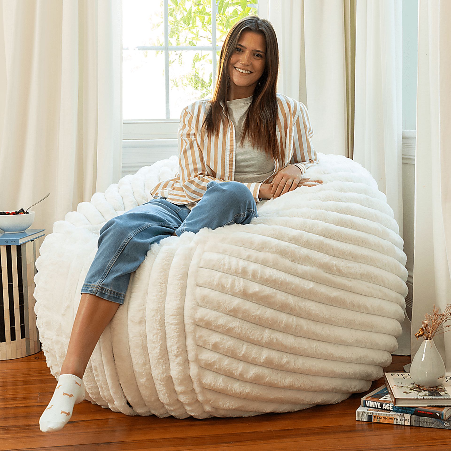 Sinepa Ivory Large Bean Bag Chair - Image 6