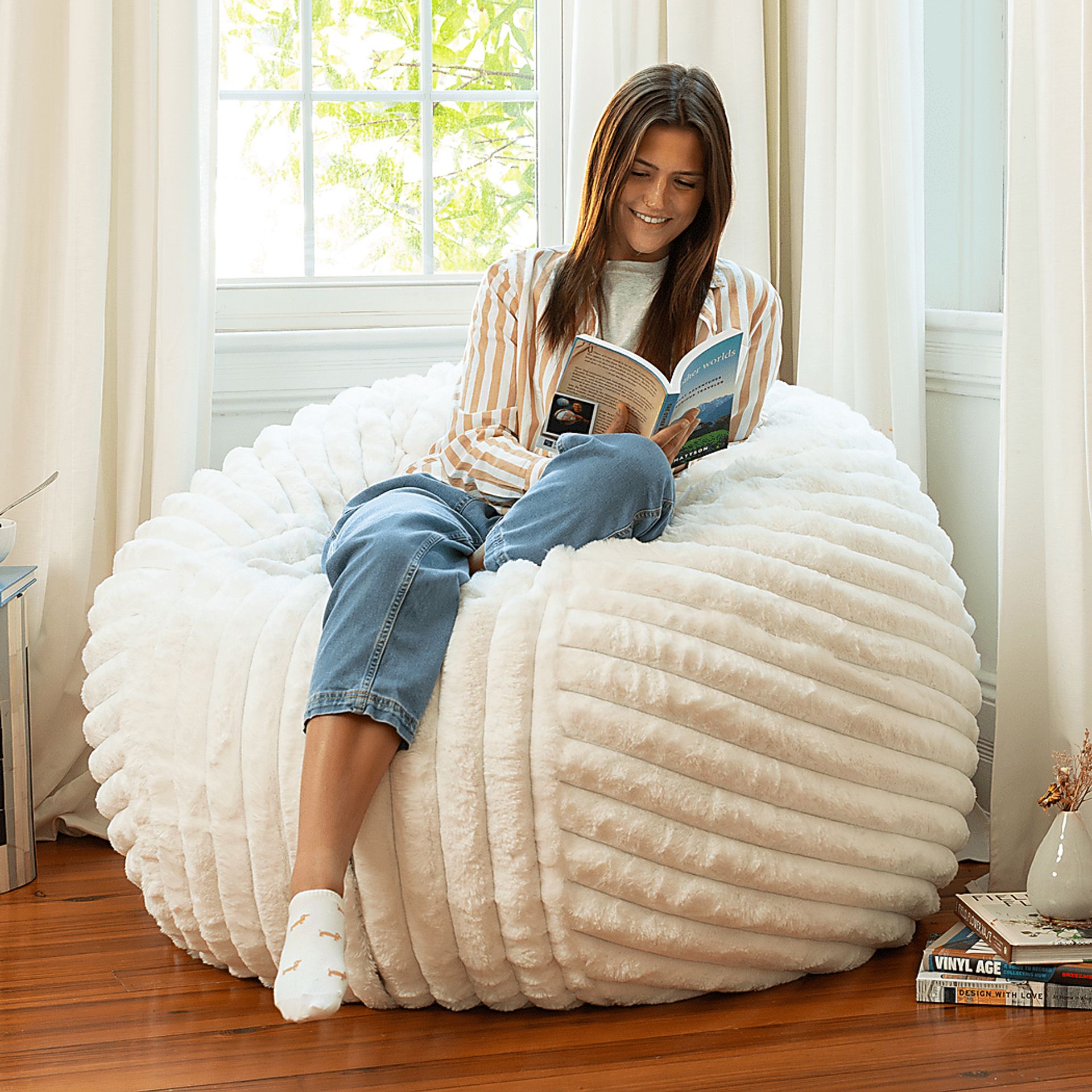 Sinepa Ivory Large Bean Bag Chair - Image 7
