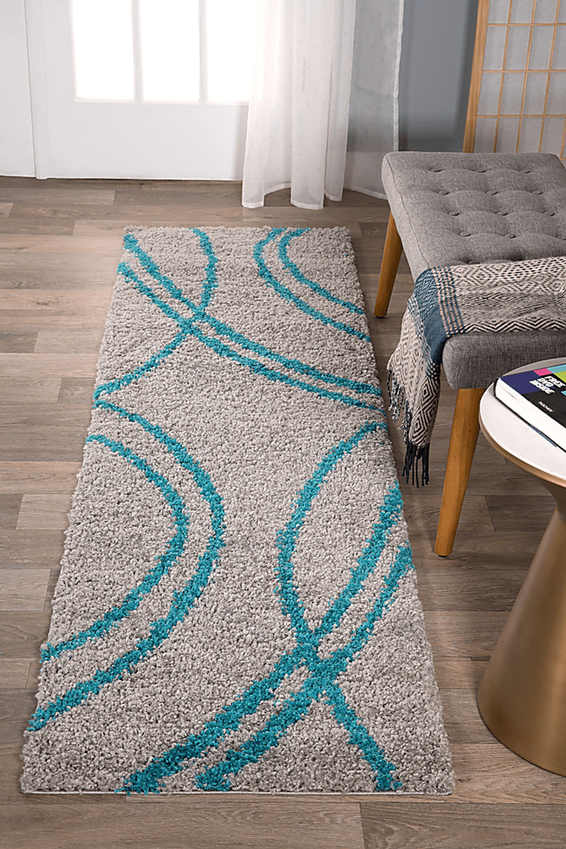 Sivia Turquoise 2' x 7'2 Runner Rug - Image 3
