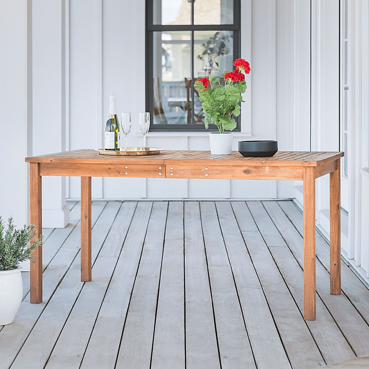 Skillman Brown Dark Wood Outdoor Dining Table Rooms to Go