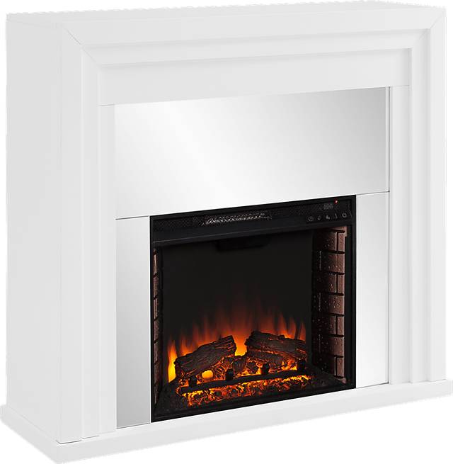 Skyflower II White 44 in. Console With Electric Log Fireplace - Thumbnail - Image 1