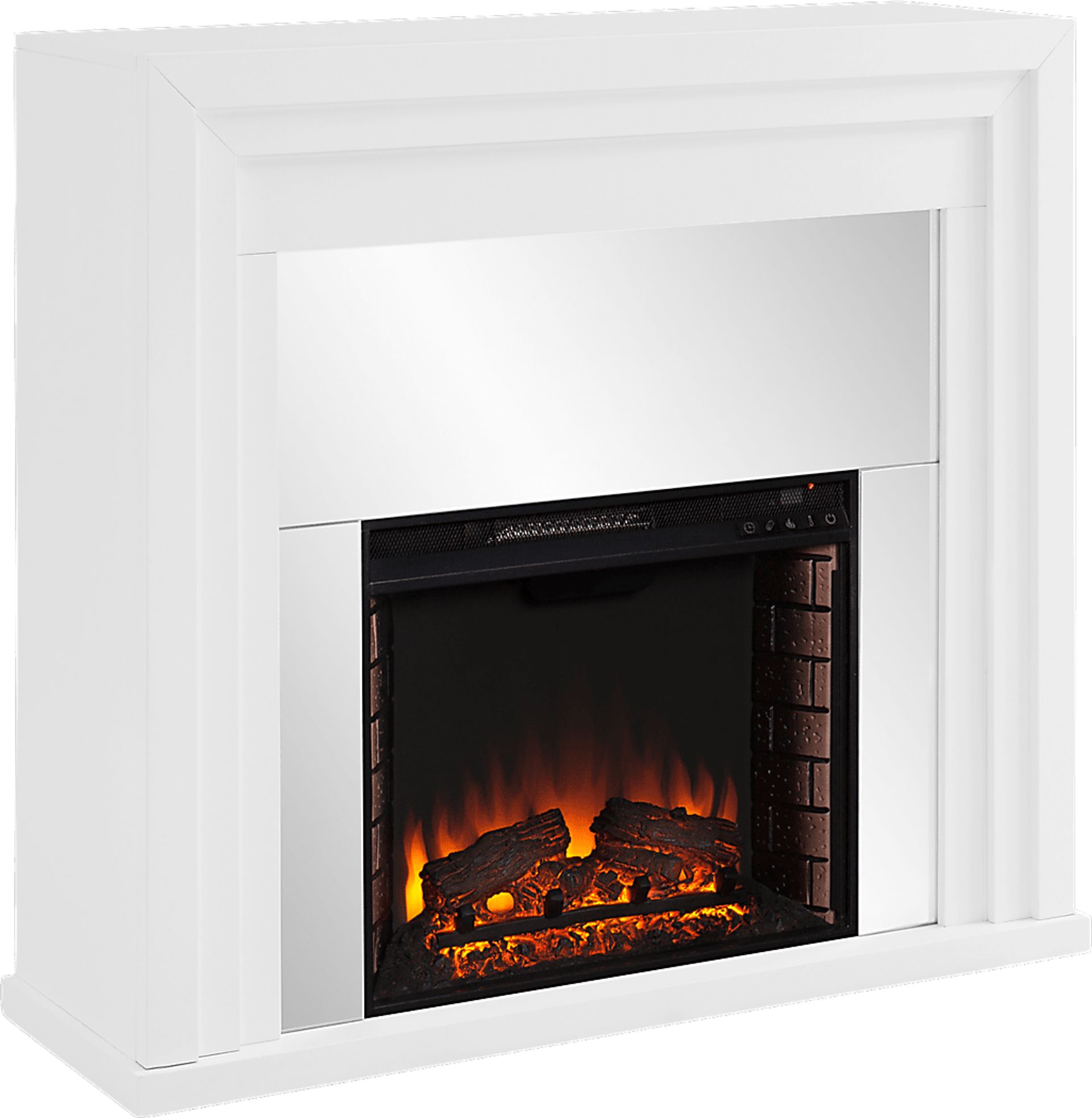 Skyflower II White 44 in. Console With Electric Log Fireplace - Image 1