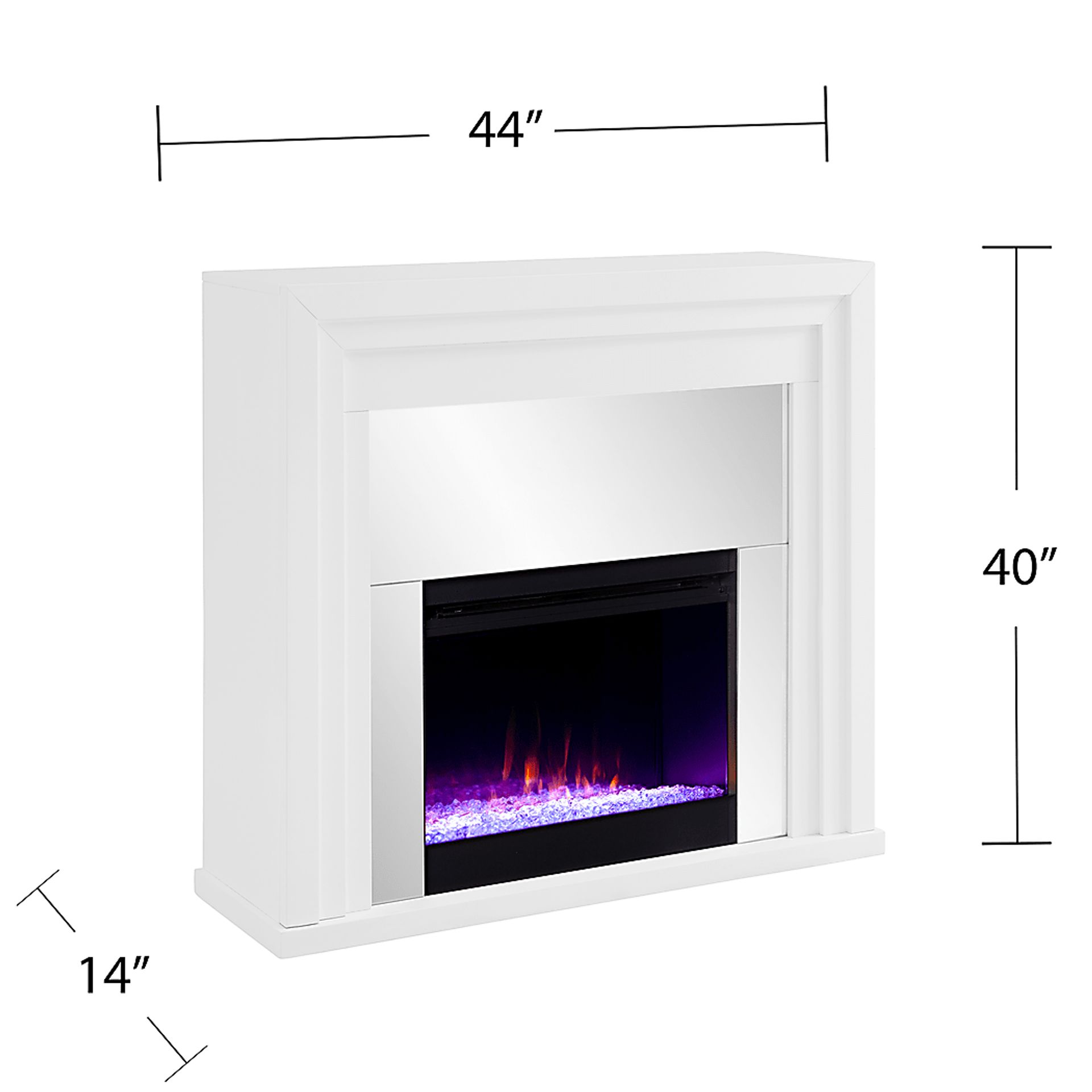 Skyflower I White 44 in. Console, With Color Changing Electric Fireplace - Image 8