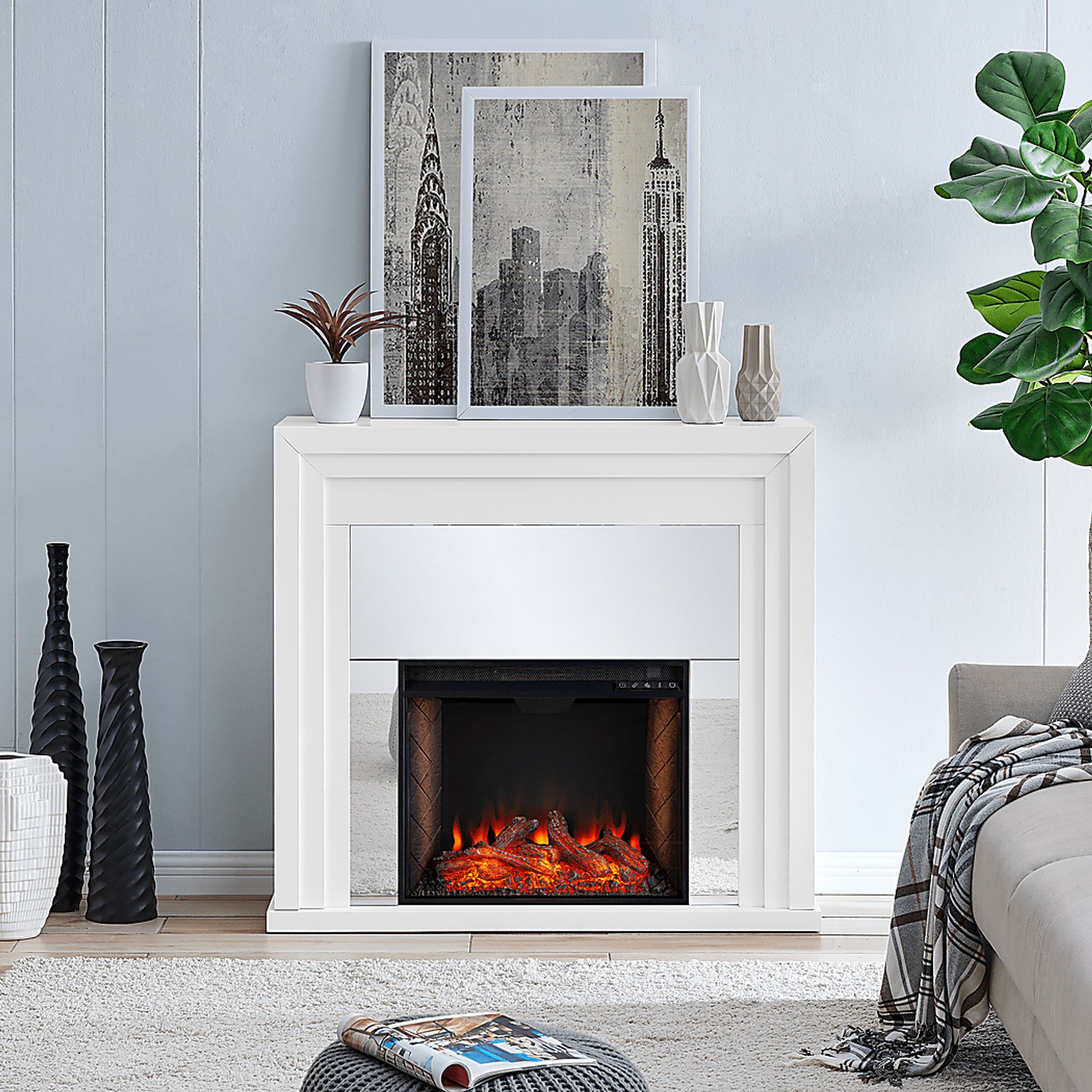Skyflower III White 44 in. Console With Smart Electric Fireplace - Image 8