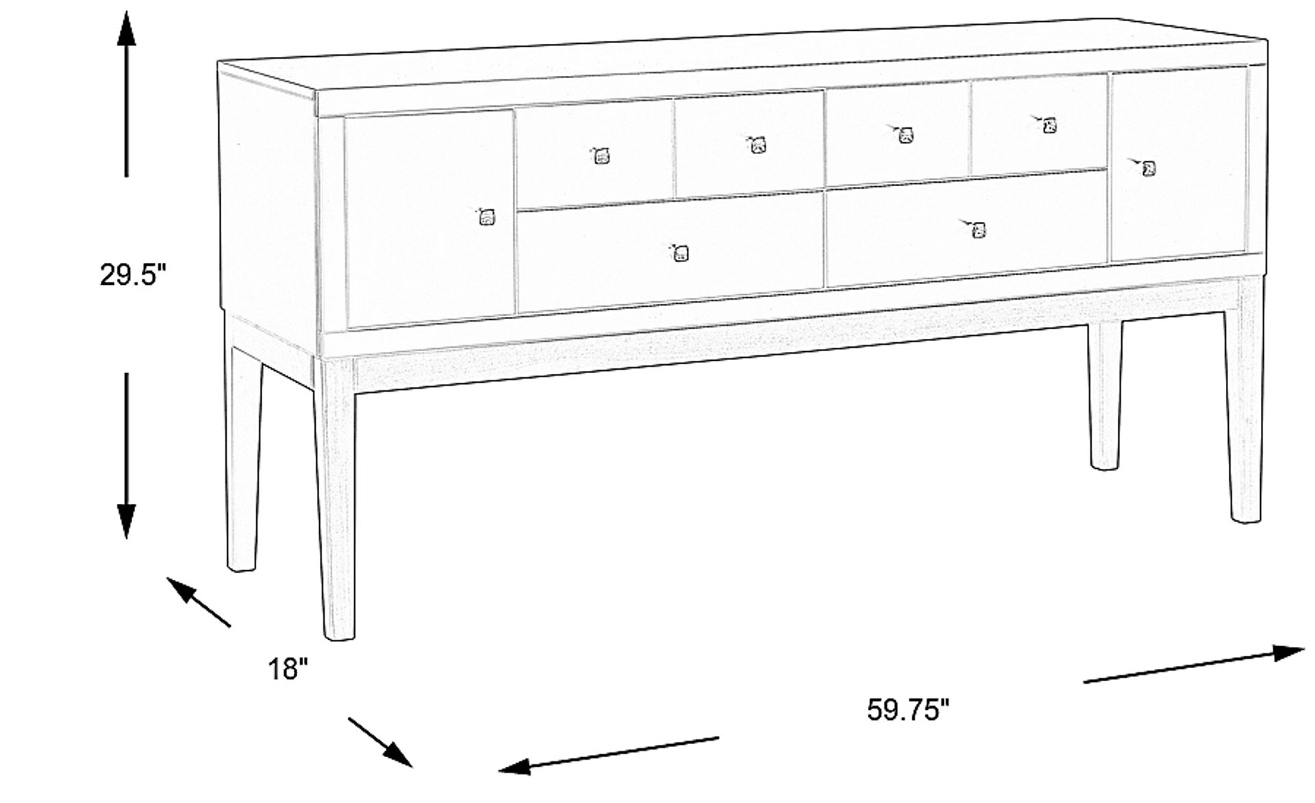 Dimension Image. Please refer to the Dimension Tab on this page for dimension details.