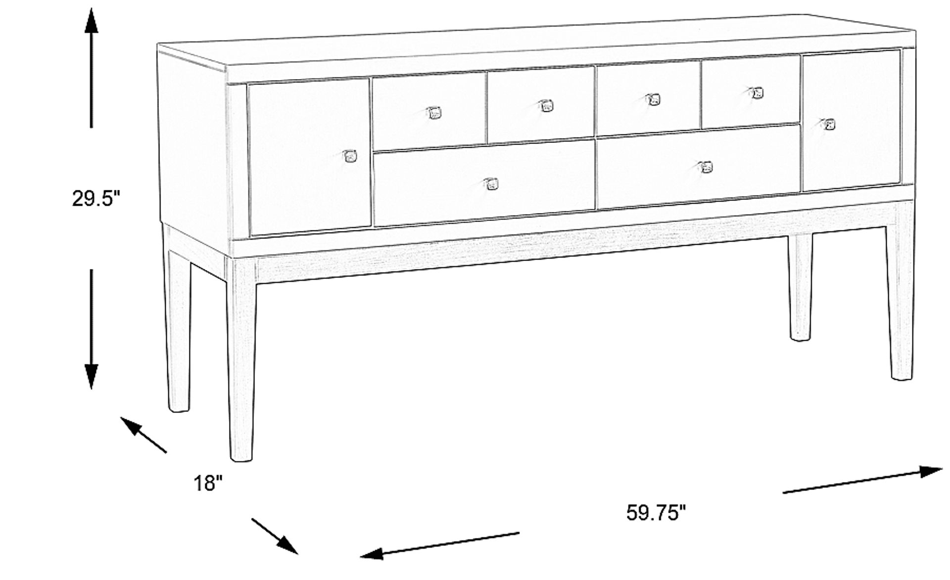 Dimension Image. Please refer to the Dimension Tab on this page for dimension details.