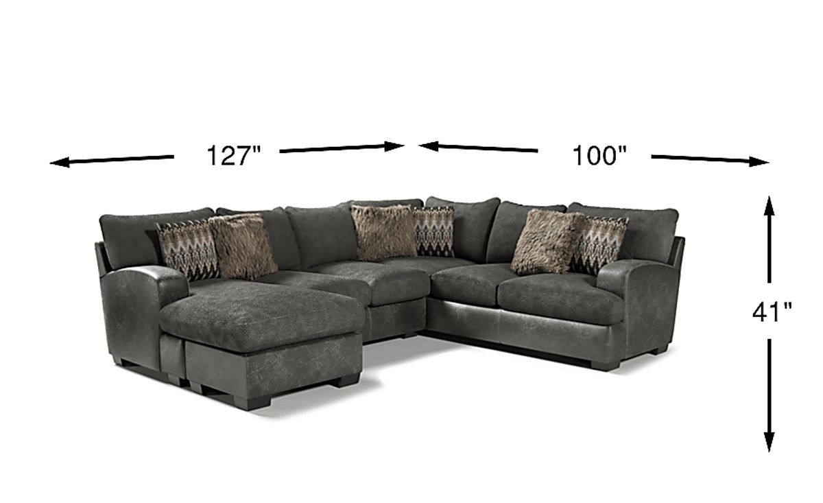 Skyline Park Gray Textured 2 Pc Left Arm Chaise Sectional | Rooms