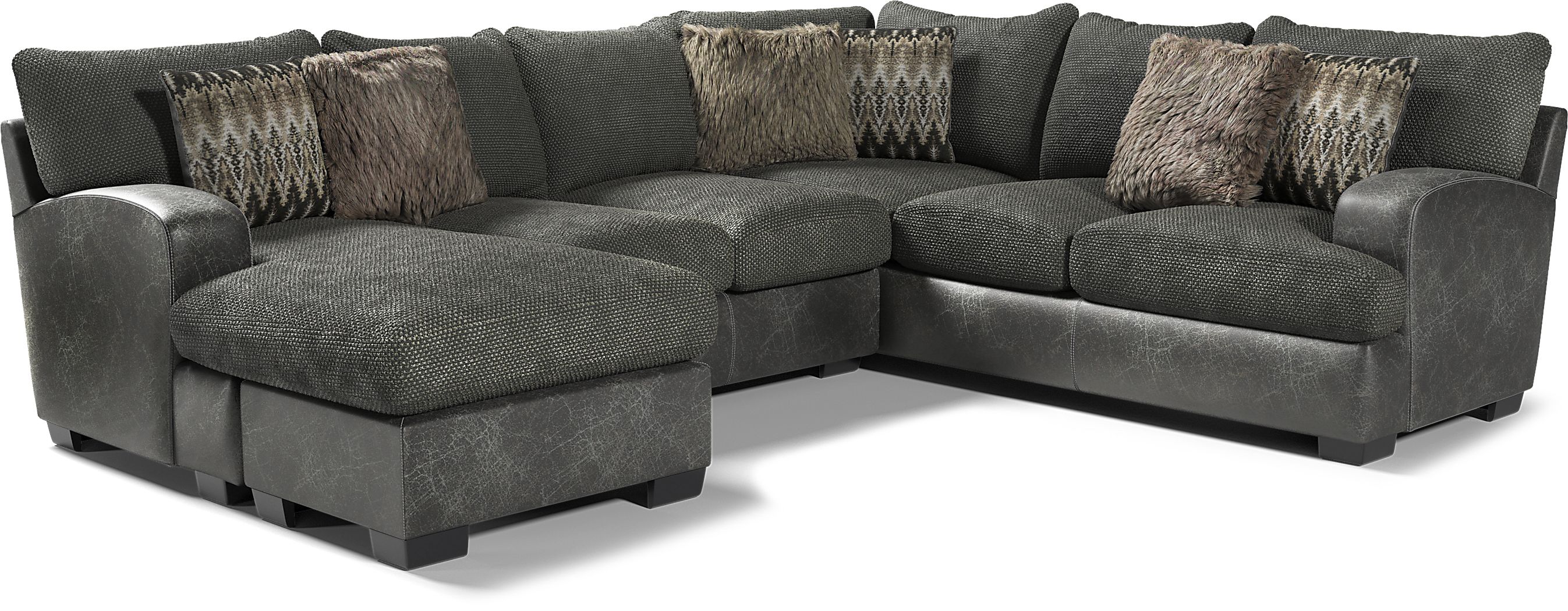♡　WDWG Skyline Park Gray Textured 2 Pc Left Arm Chaise Sectional