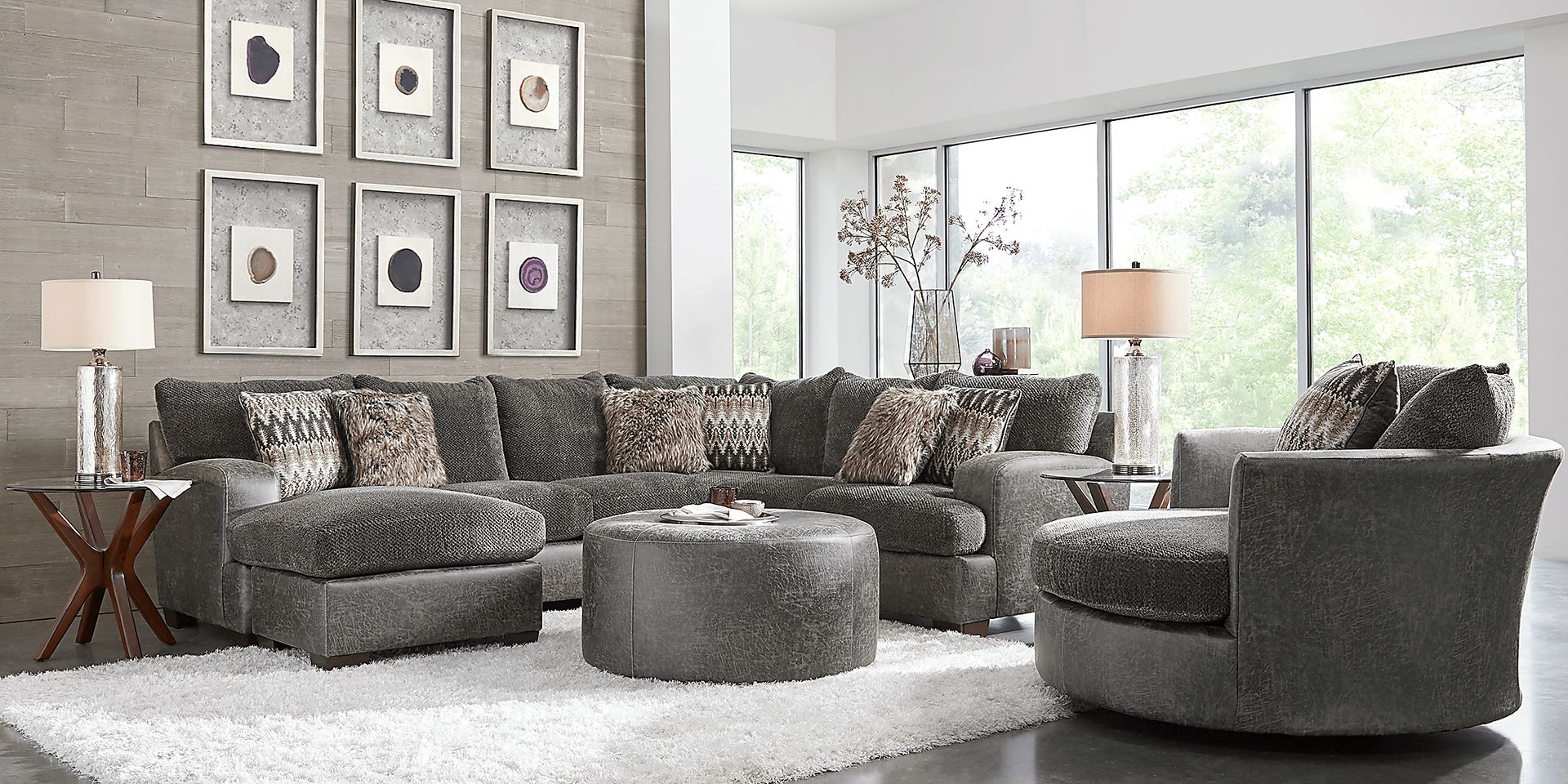 Skyline Park Gray 3 Pc Sectional Living Room - Image 1