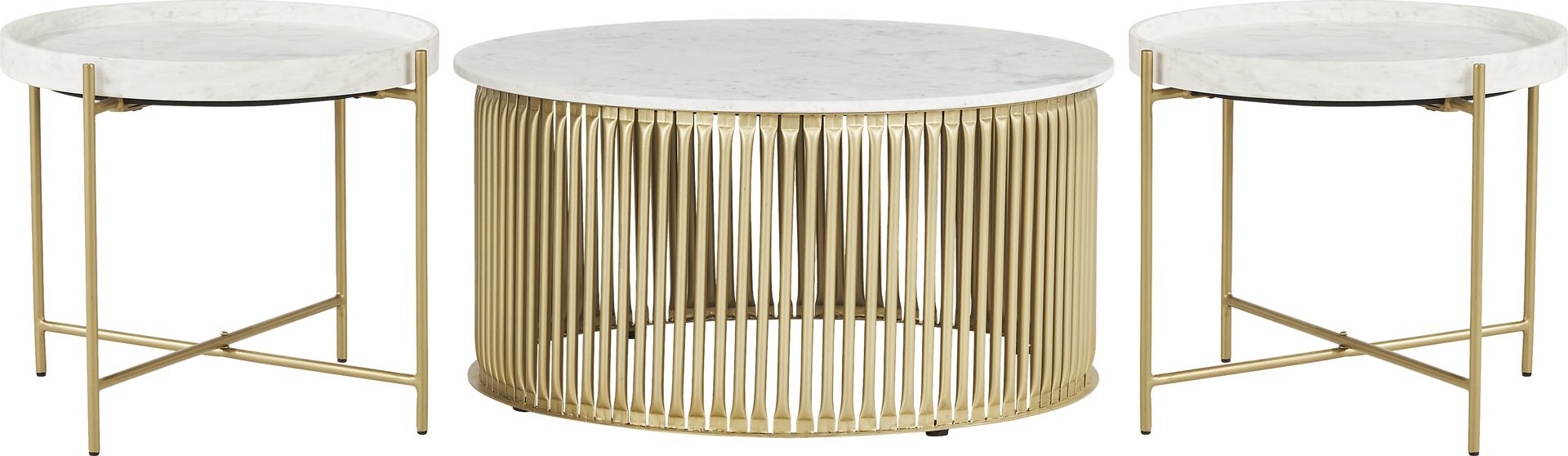 Slabtown White 3 Pc Occasional Table Set - Image 1