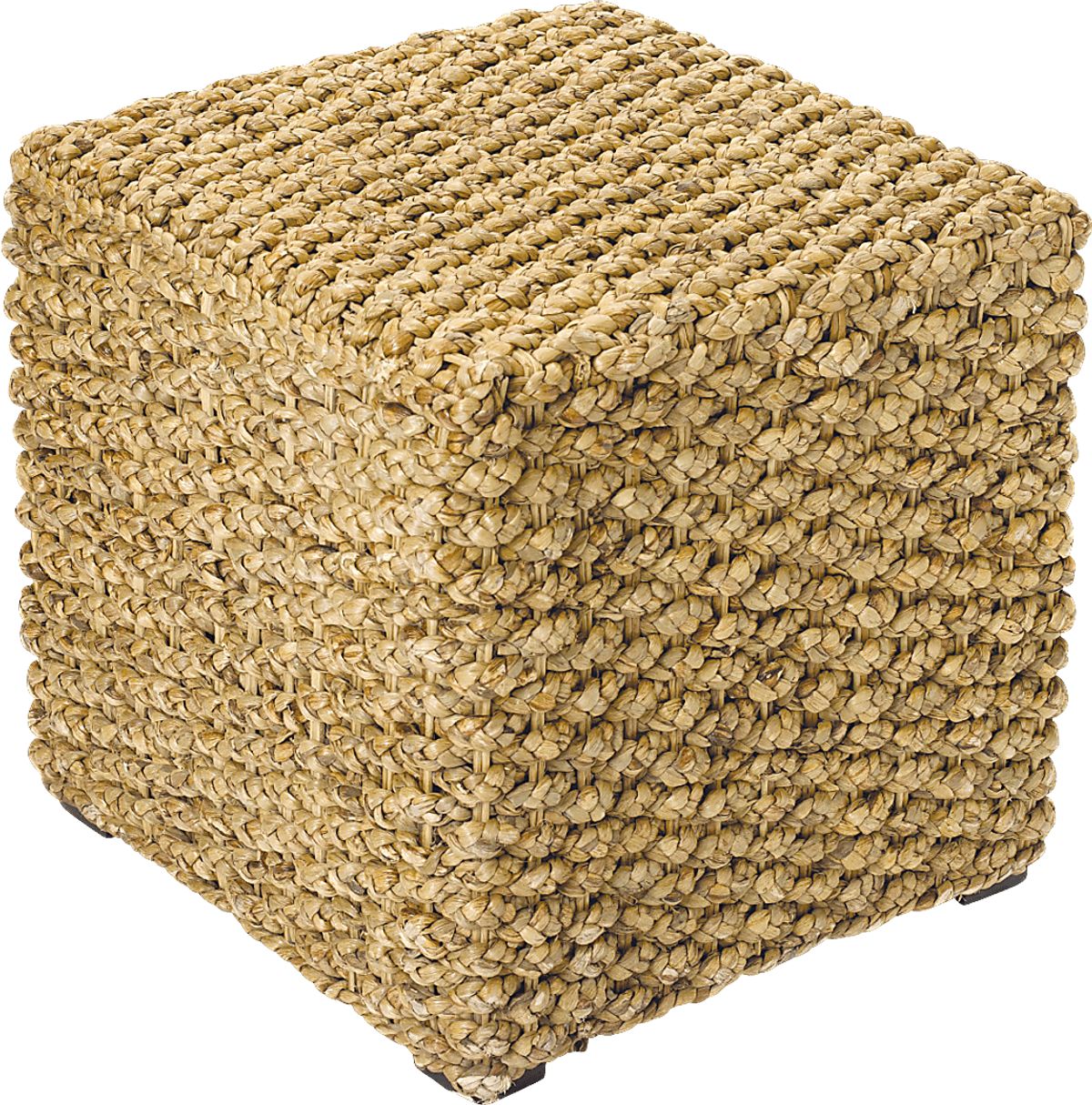 Slayton Natural Beige,White Textured Pouf | Rooms to Go