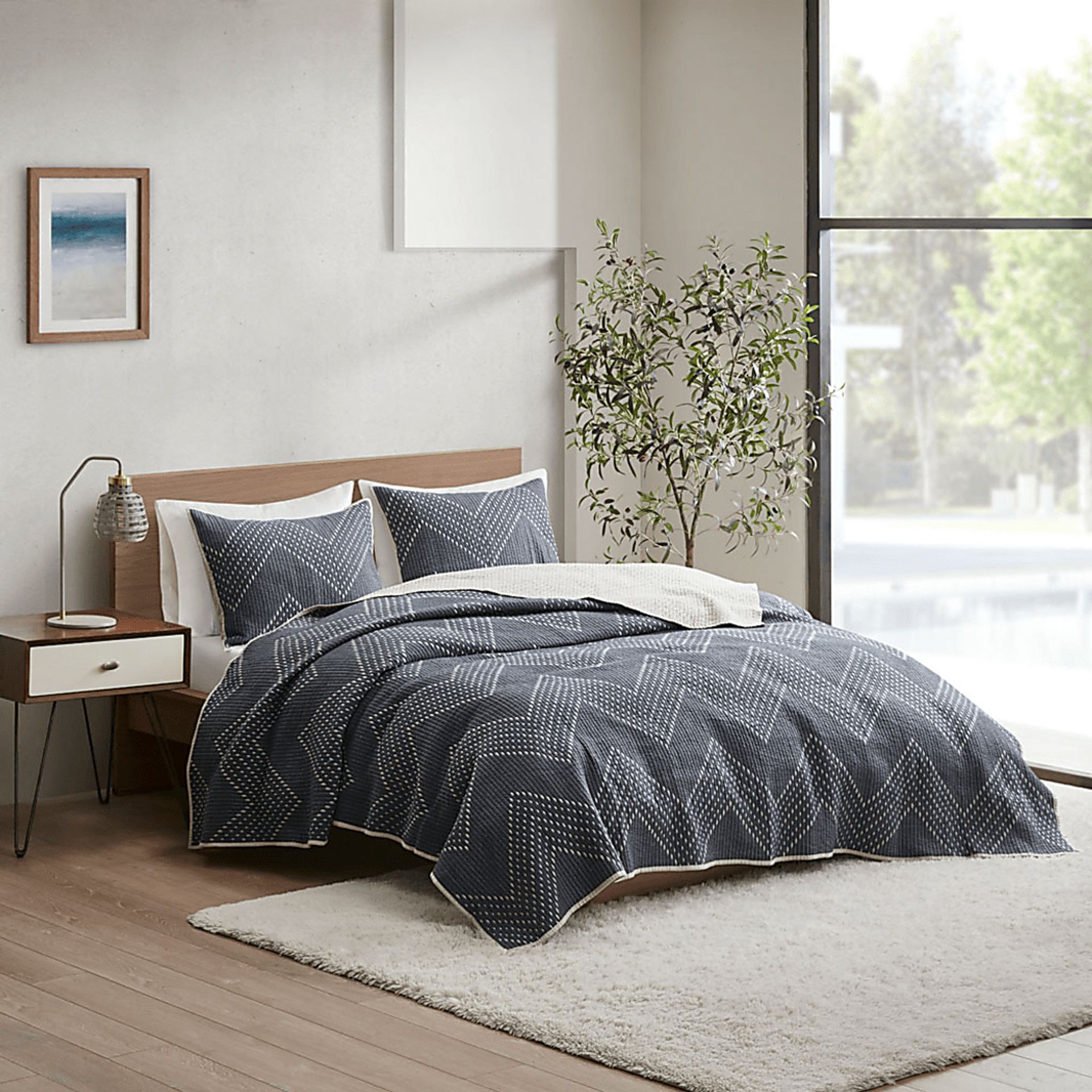 Slothower Navy 3 Pc Full/Queen Coverlet Set - Image 2