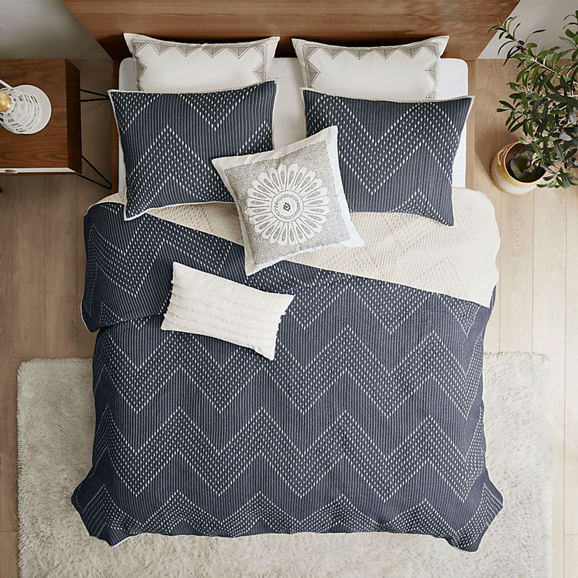 Slothower Navy 3 Pc Full/Queen Coverlet Set - Image 3