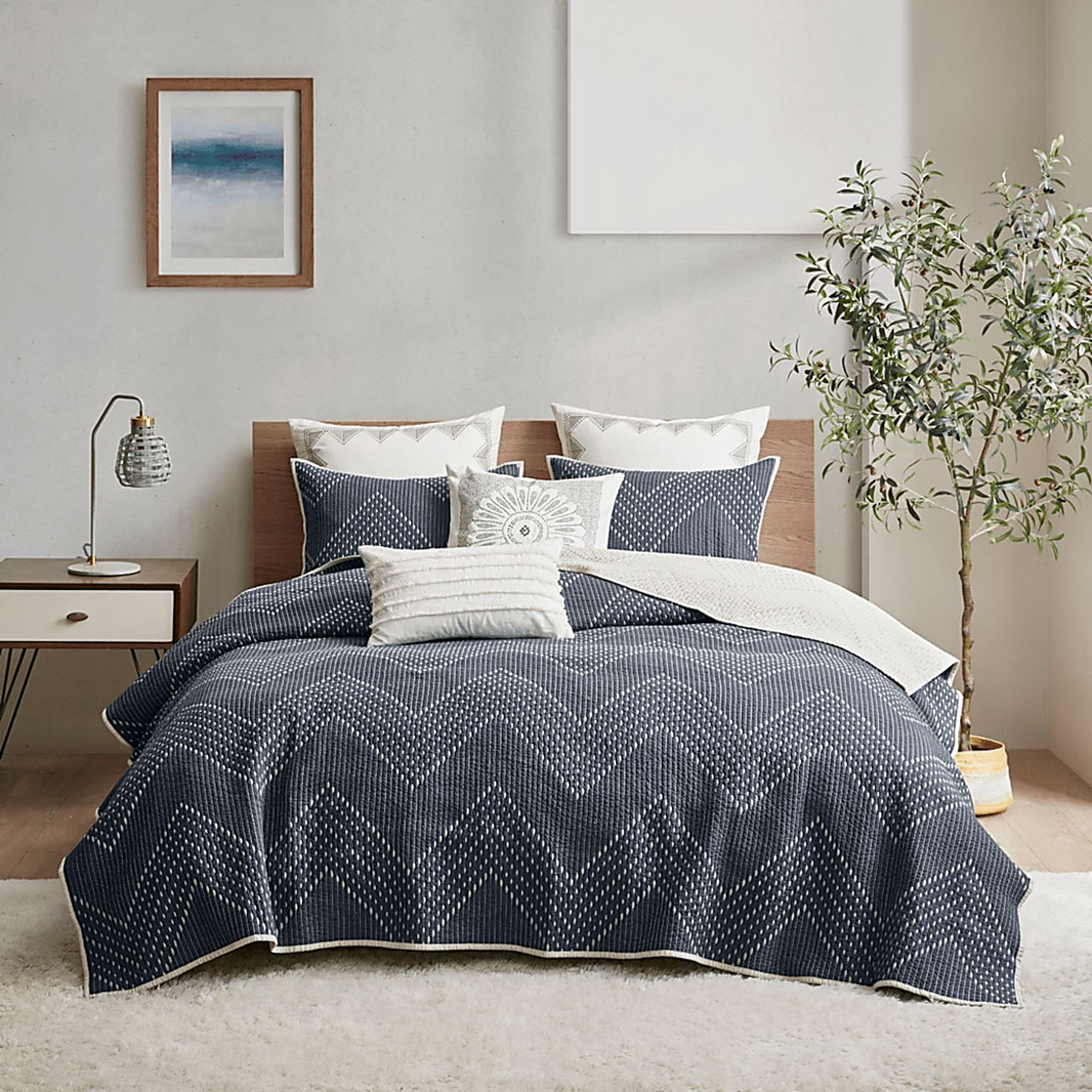 Slothower Navy 3 Pc Full/Queen Coverlet Set - Image 5