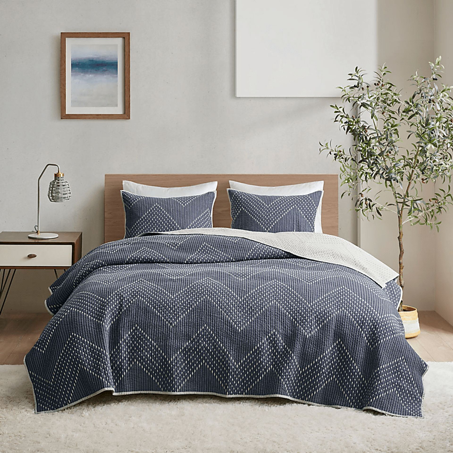 Slothower Navy 3 Pc Full/Queen Coverlet Set - Image 6