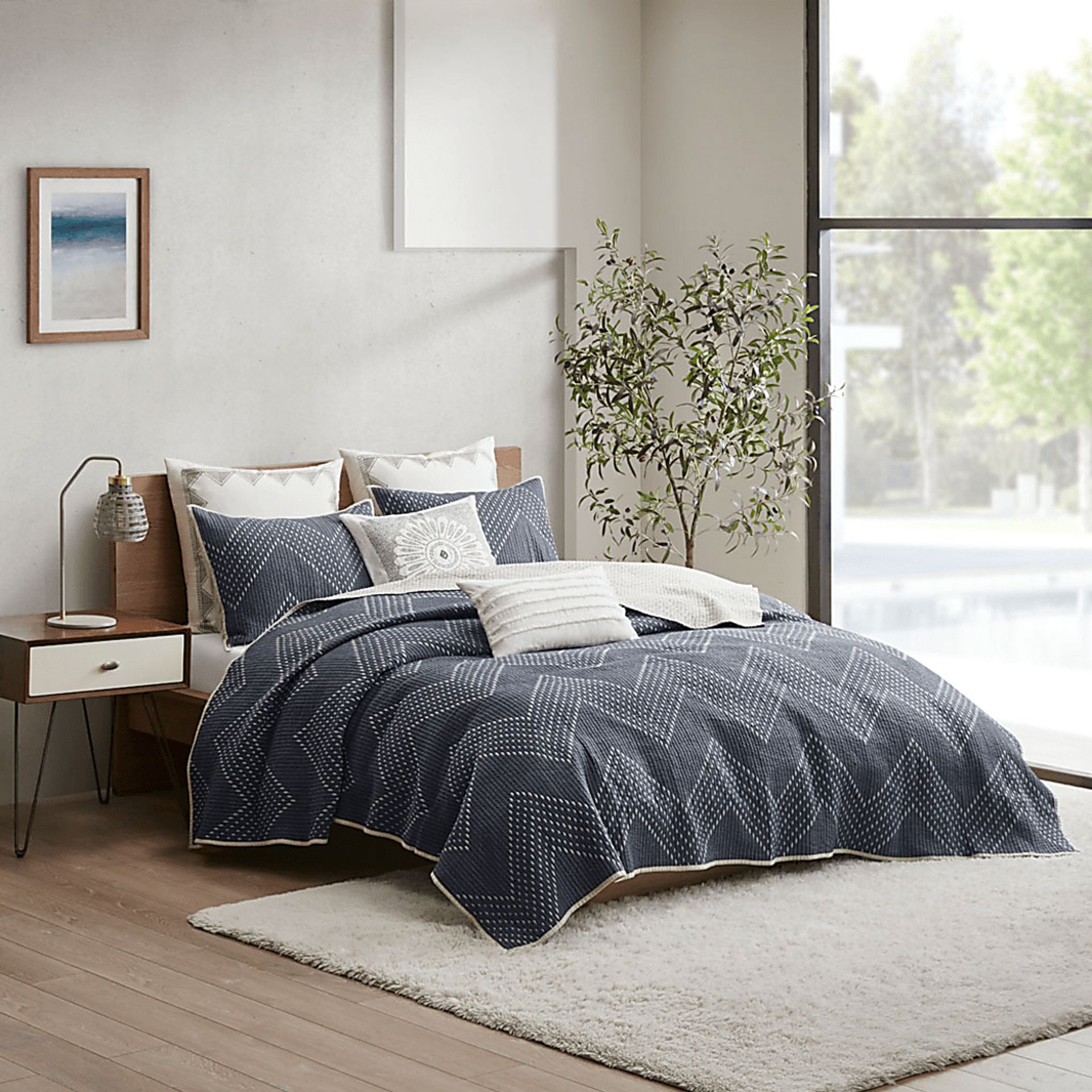 Slothower Navy 3 Pc Full/Queen Coverlet Set - Image 1