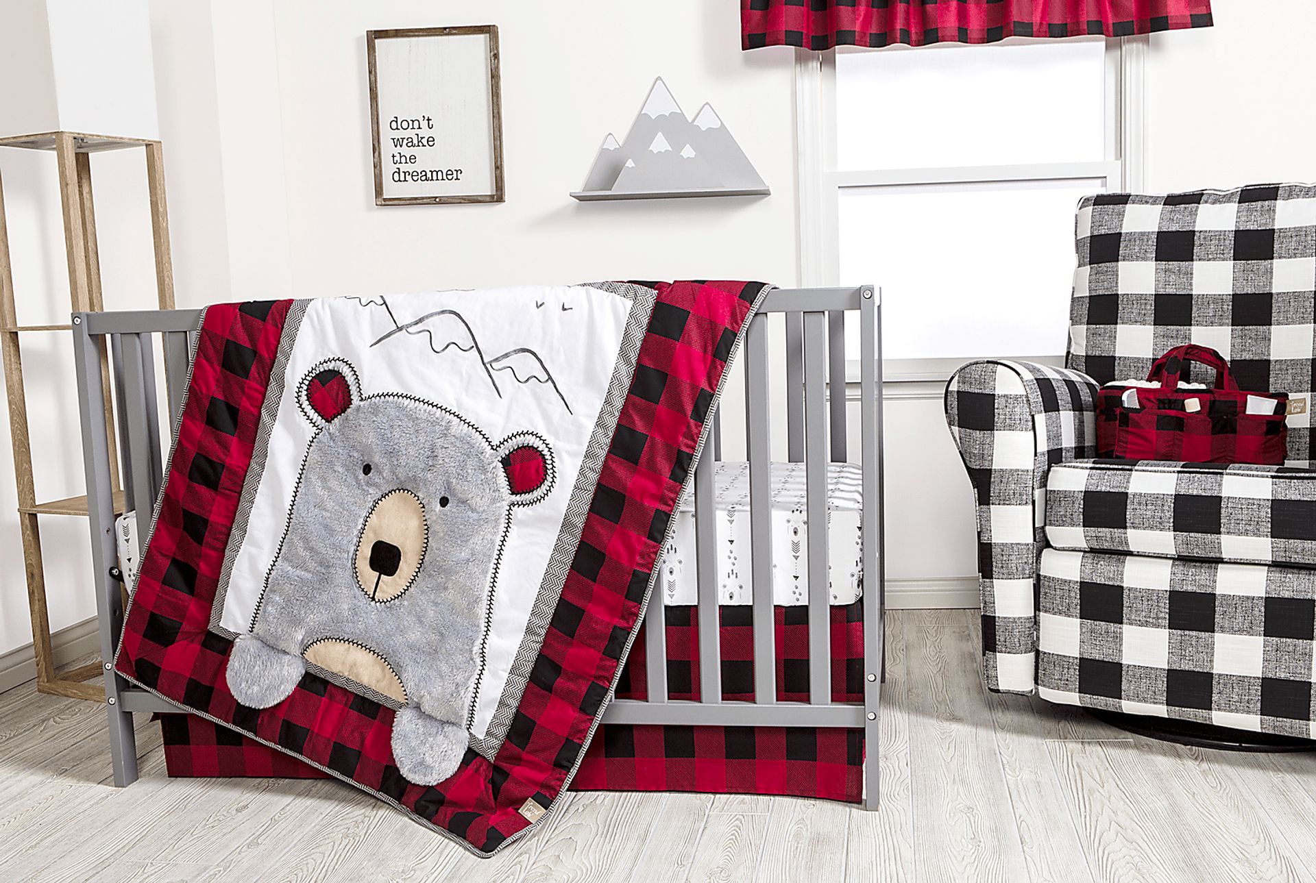 Slumbering Bear Red 3 Pc Baby Bedding Set - Image 8