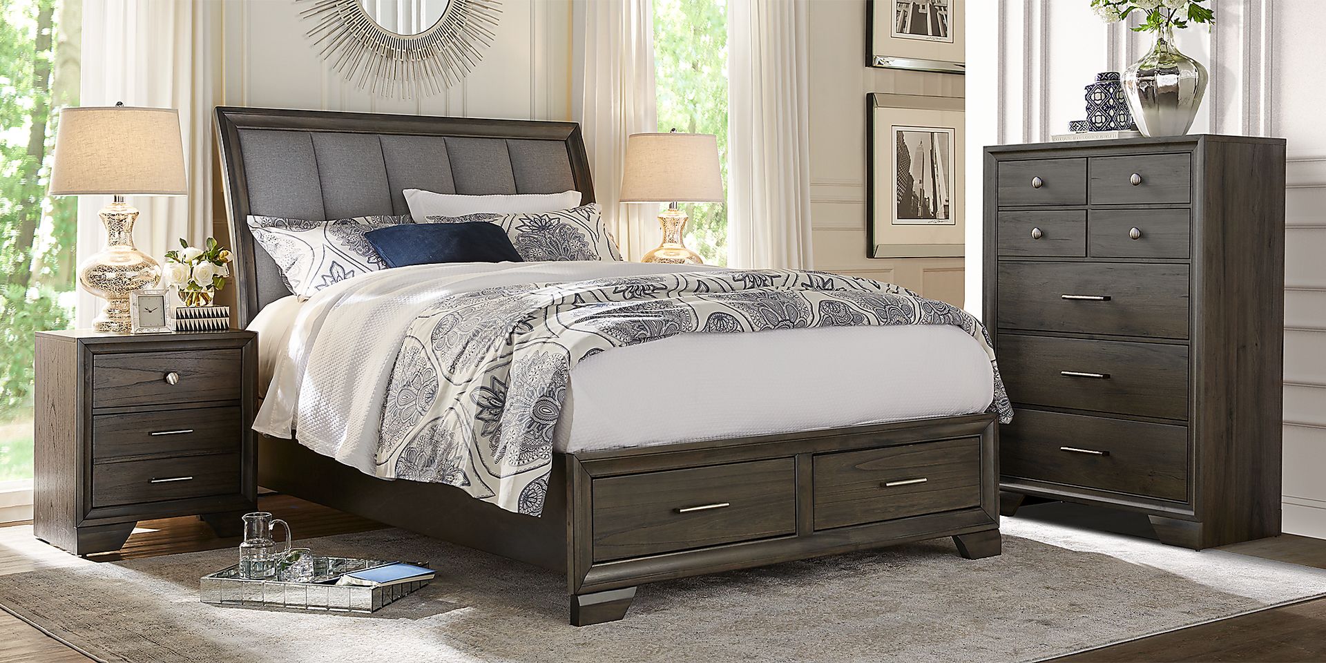 Beckwood Gray 3 Pc King Upholstered Sleigh Bed - Image 2