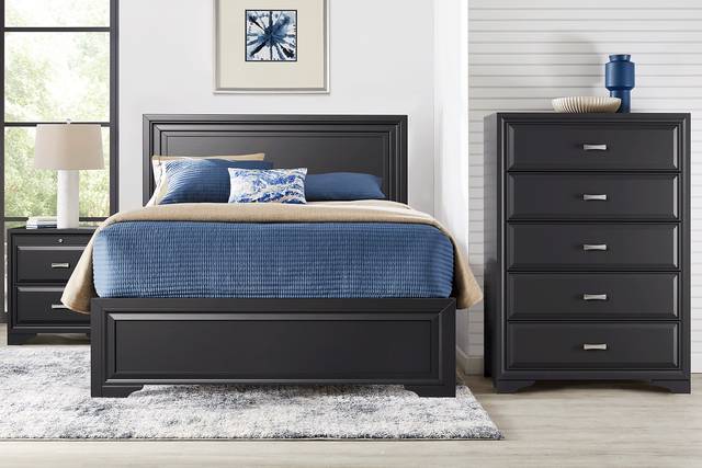 Small Spaces Belcourt Black 5 Pc Queen Panel Bedroom - Thumbnail - Image 1