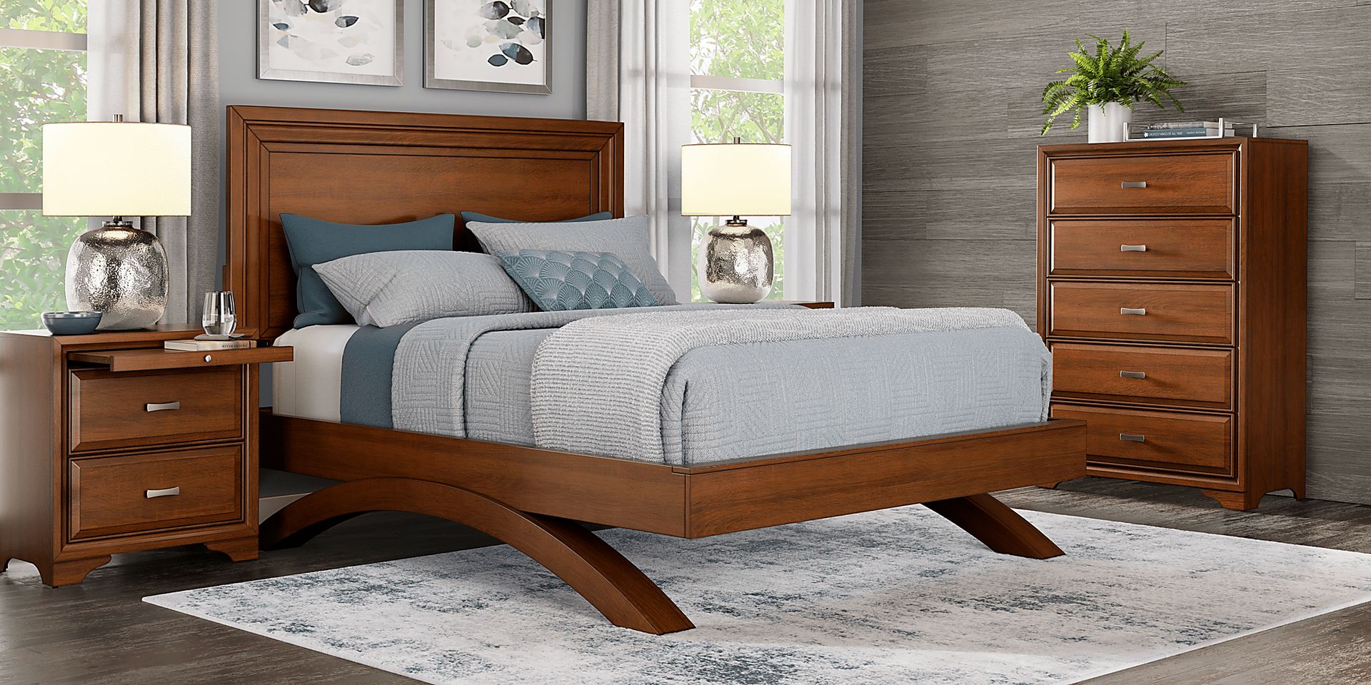 Belcourt Brown Cherry 3 Pc King Panel Arch Bed - Image 2
