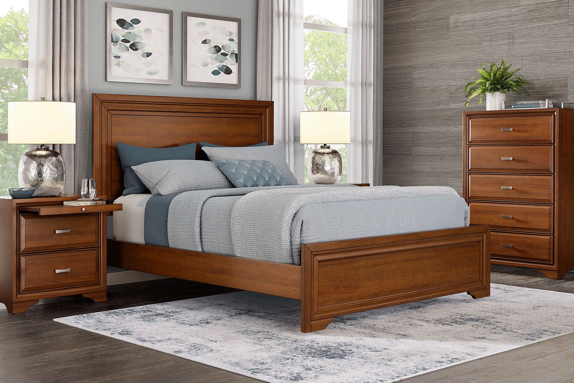 Small Spaces Belcourt Cherry 5 Pc Queen Panel Bedroom - Image 1