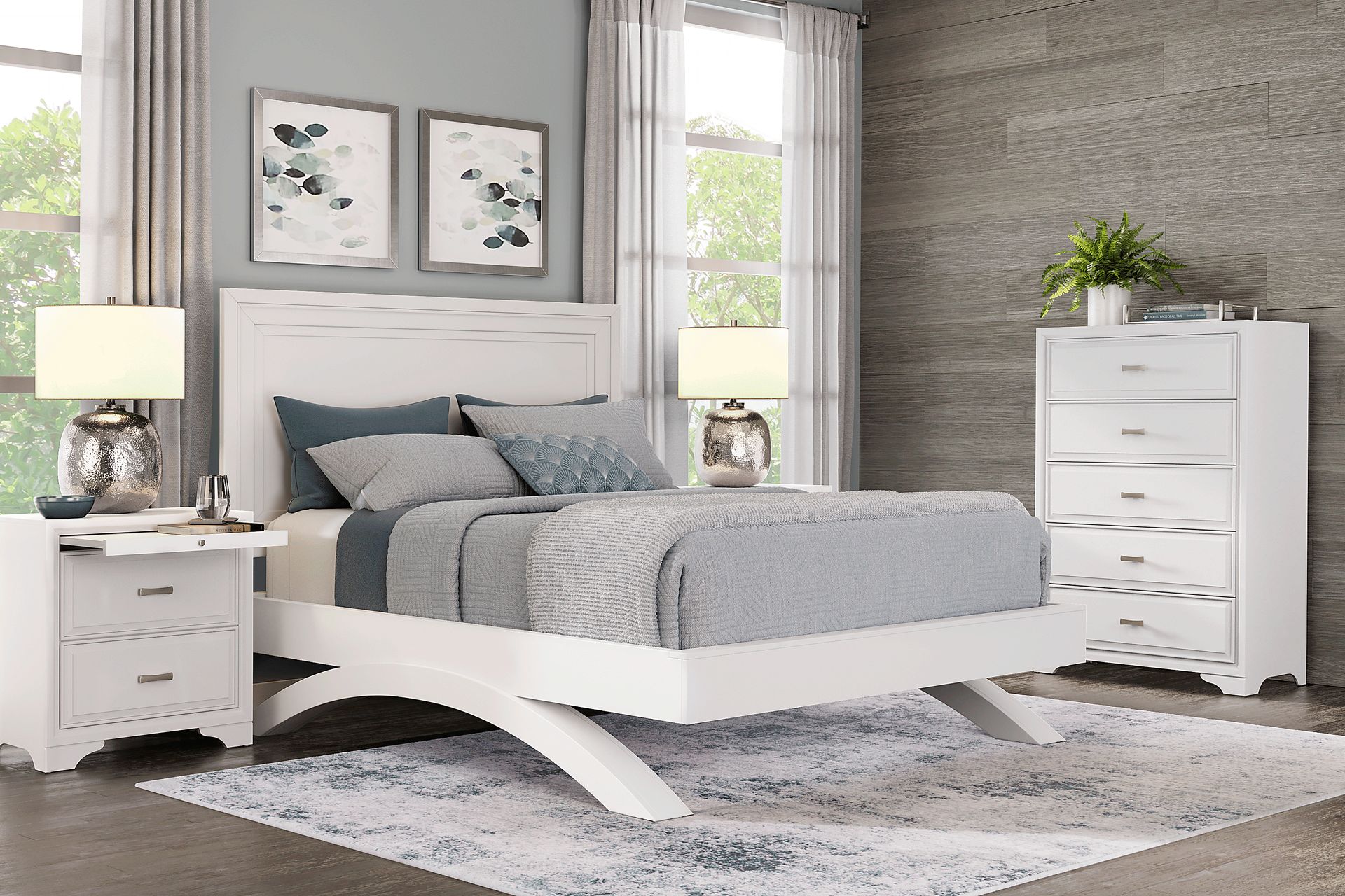 Belcourt White 5 Pc King Panel Bedroom - Image 1