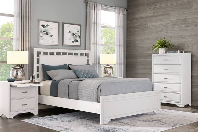 Small Spaces Belcourt White 5 Pc Queen Lattice Bedroom - Thumbnail - Image 1