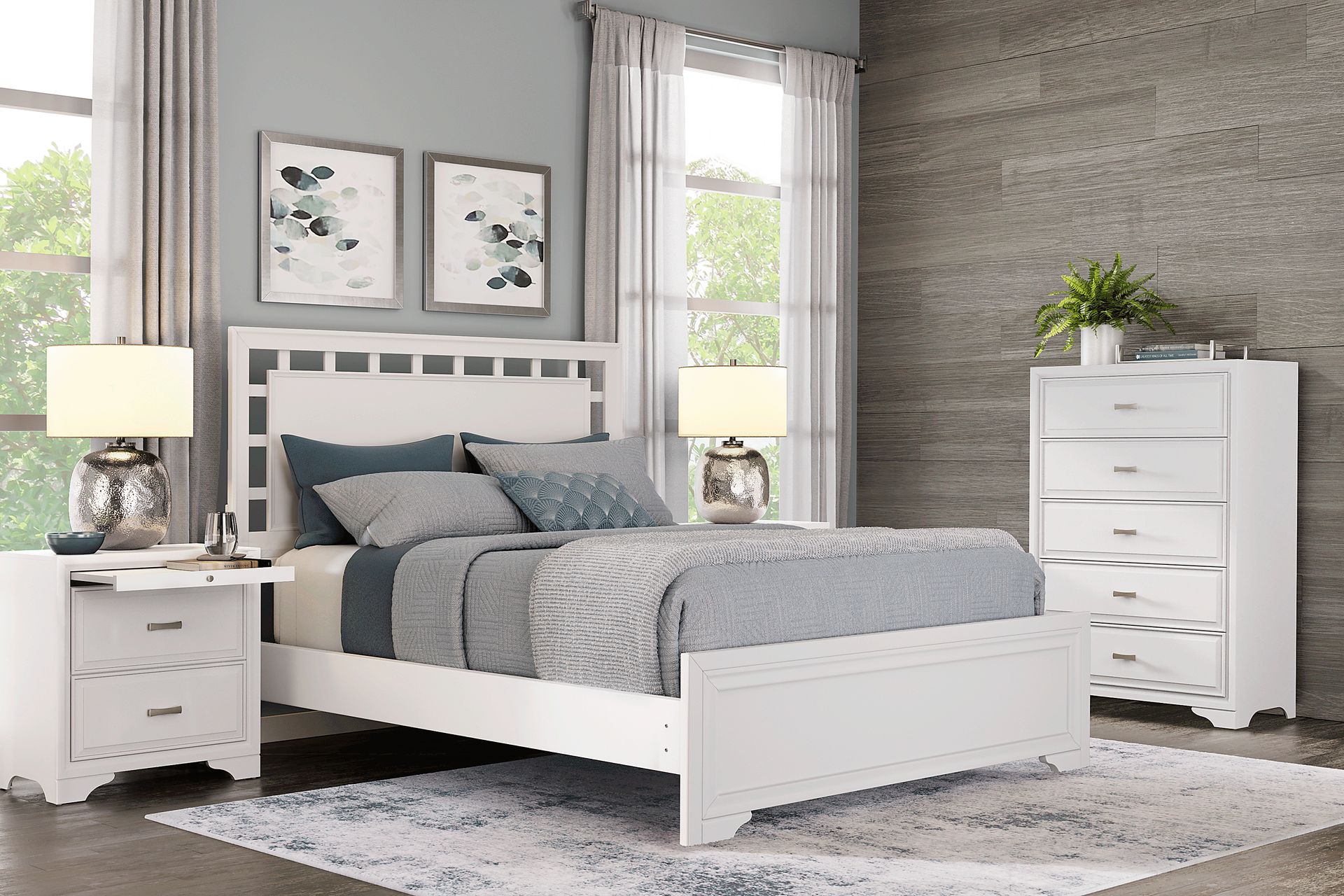 Small Spaces Belcourt White 5 Pc Queen Lattice Bedroom - Image 1