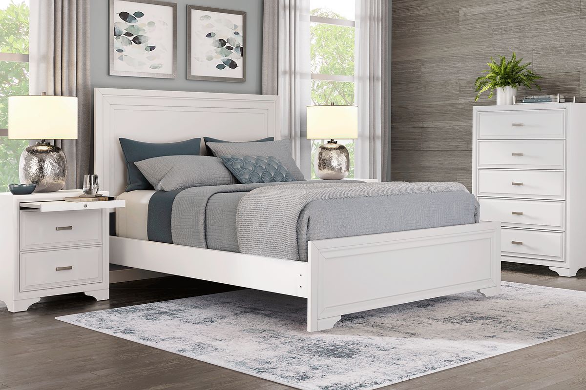 Belcourt 5 Pc White Colors,White Queen Bedroom Set With Nightstand