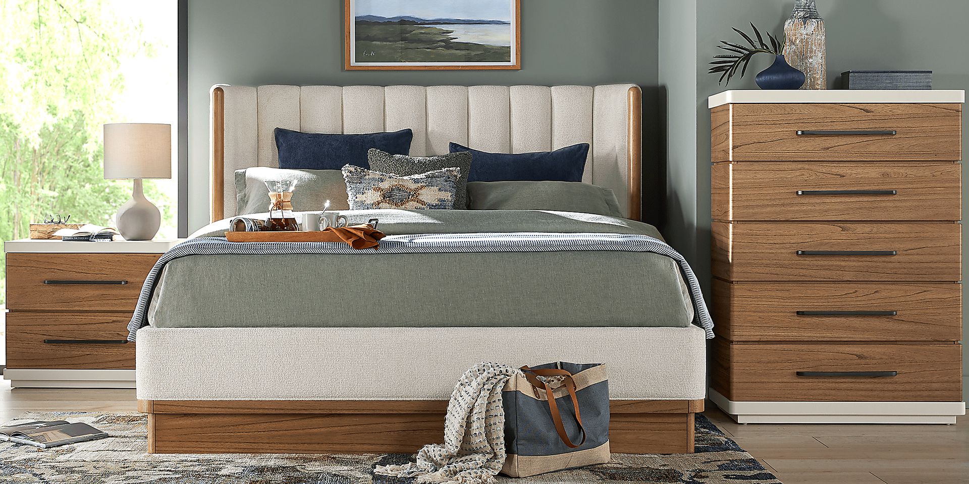 Bristol Bay Brown 3 Pc King Upholstered Bed - Image 2
