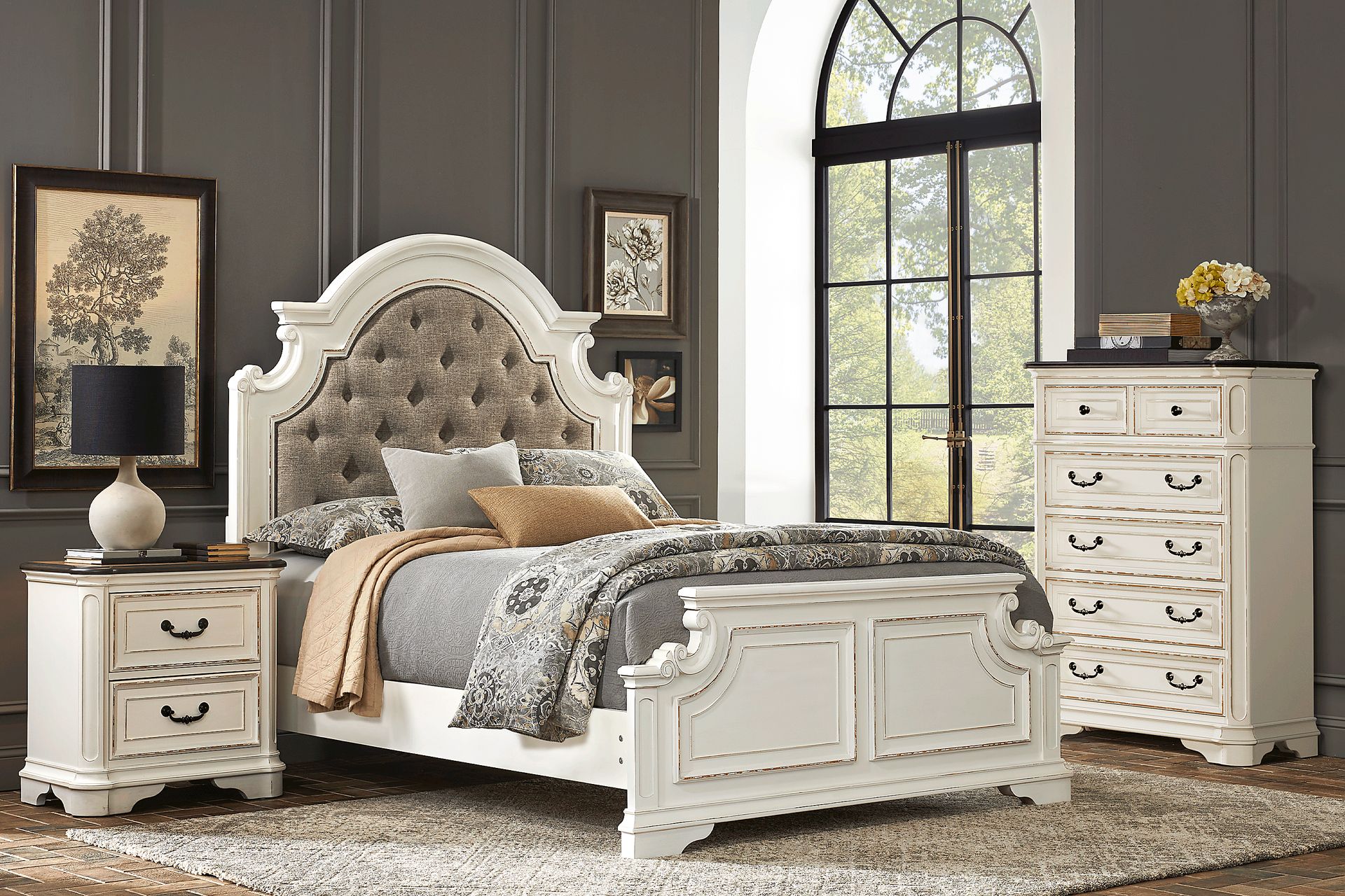 Marien Park White 5 Pc King Upholstered Bedroom - Image 1