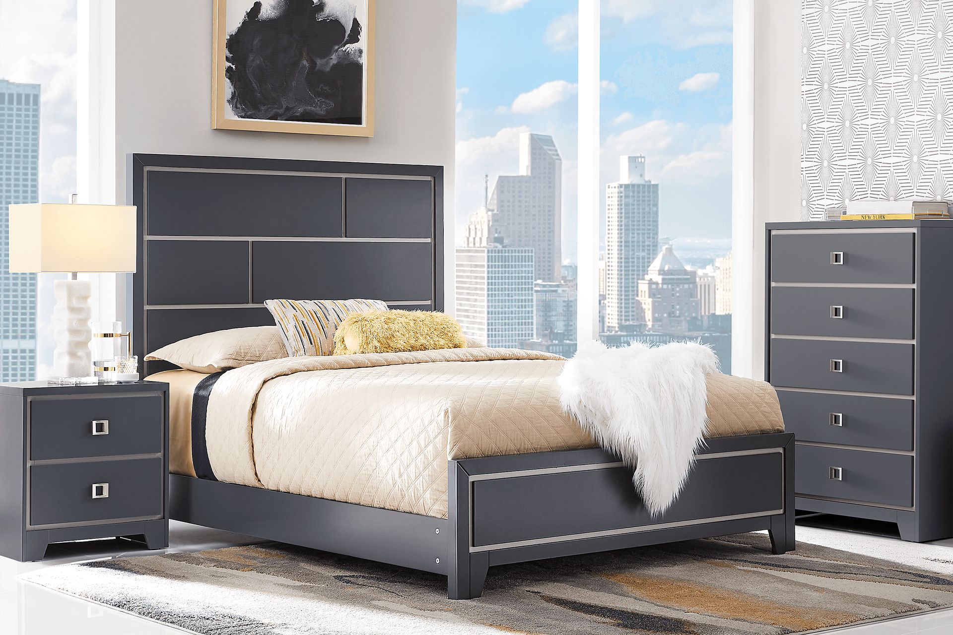 Princeton Hall Blue 5 Pc King Bedroom - Image 1