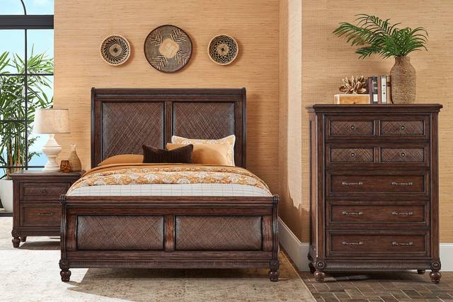 Small Spaces West Indies Brown 5 Pc King Sleigh Bedroom - Thumbnail - Image 1