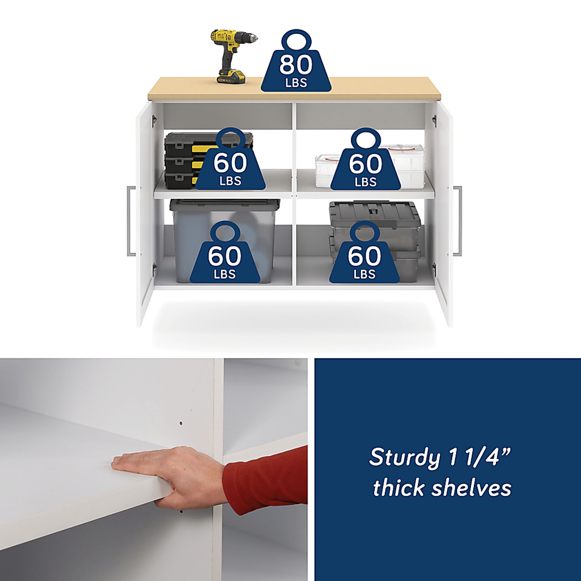 Smartwaven White and Brown Storage Cabinet - Image 6