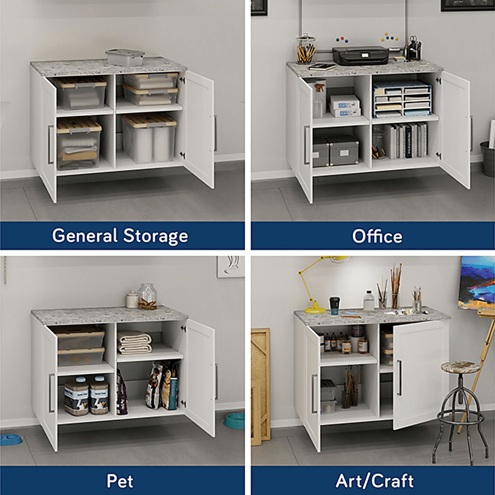 Smartwaven White and Gray Storage Cabinet - Image 3