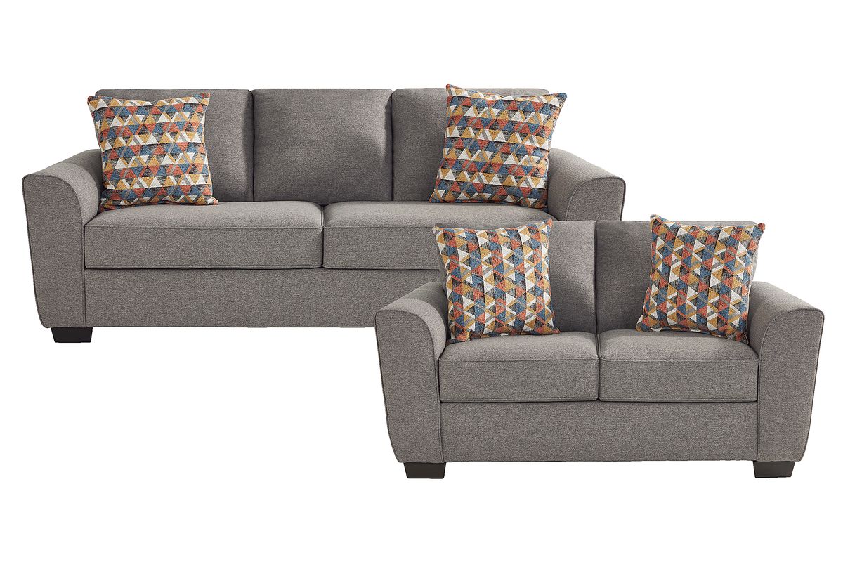 Smithfield 2 Pc Gray Polyester Fabric Living Room Set With Sofa ...