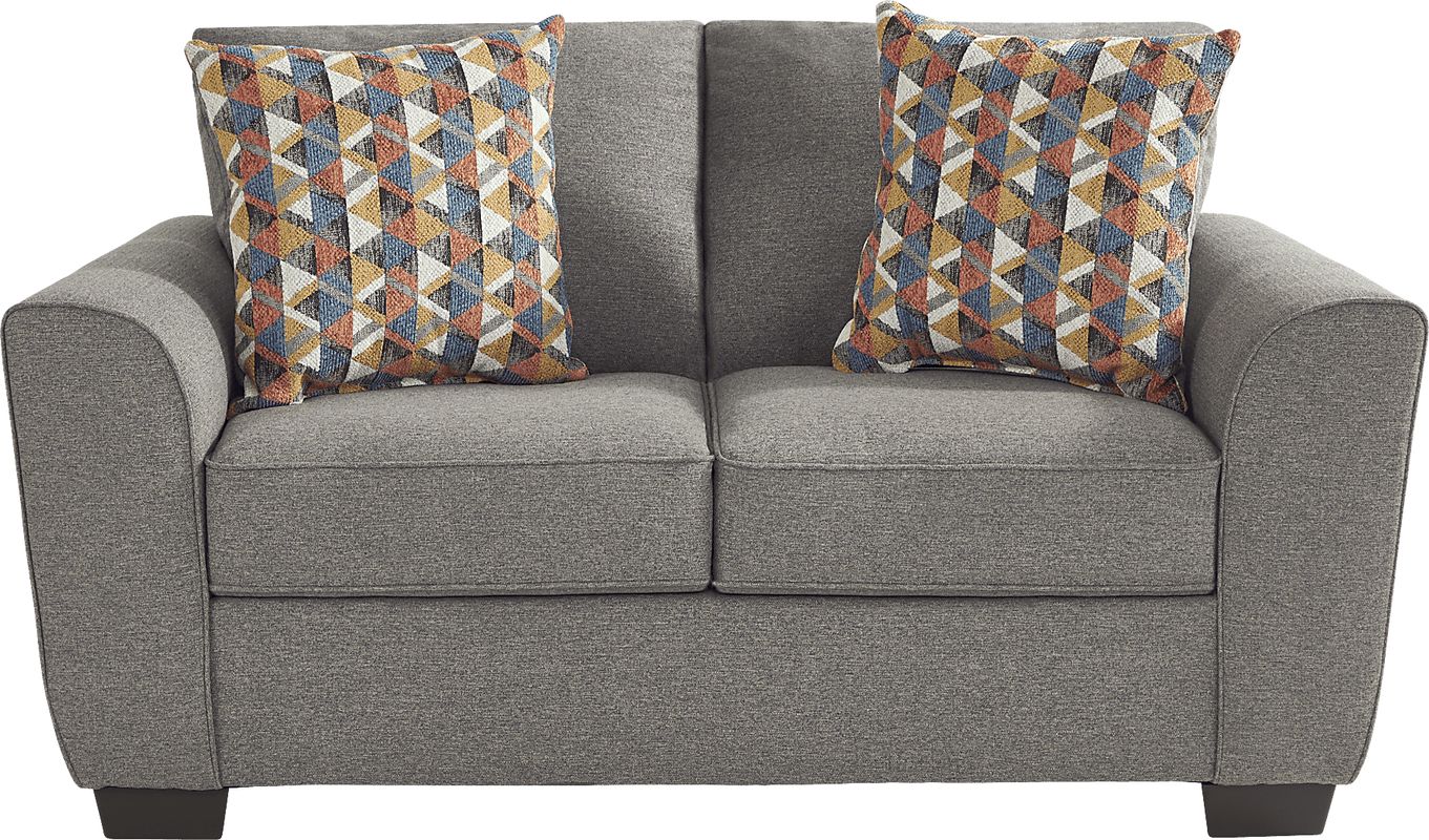 Smithfield 2 Pc Gray Polyester Fabric Living Room Set With Sofa ...