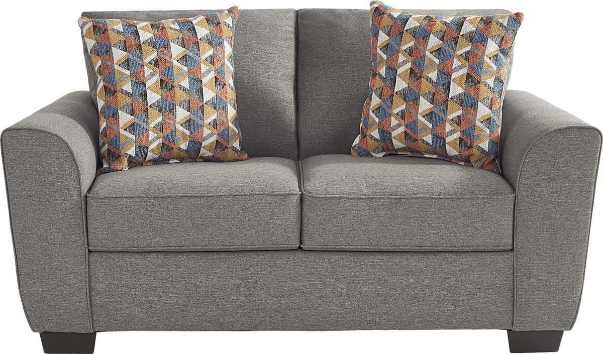 Smithfield 2 Pc Gray Polyester Fabric Living Room Set With Sofa ...