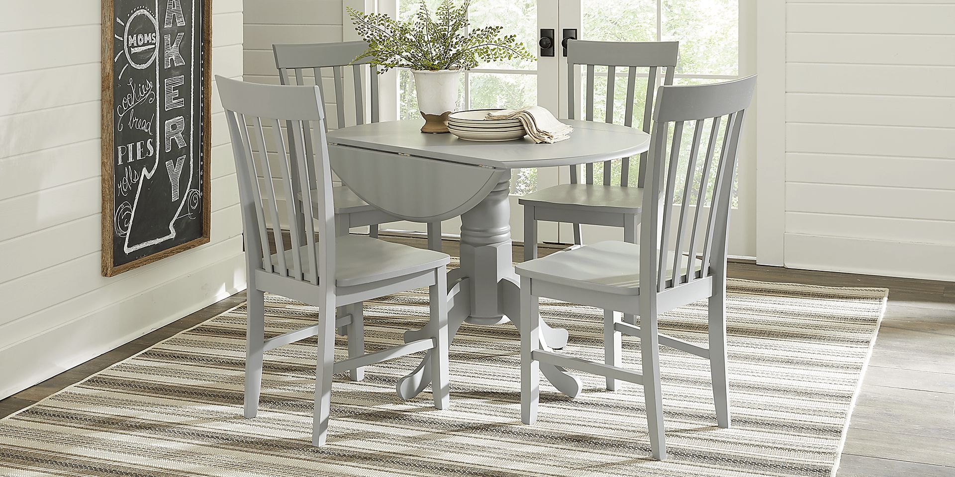 Smithtown Gray 5 Pc Round Dining Set - Image 2