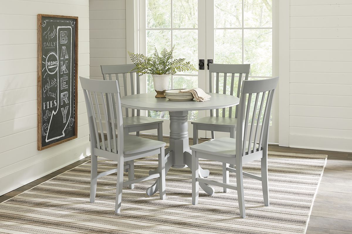 Smithtown 5 Pc Gray Dining Room Set With Round Dining Table, Side Chair ...