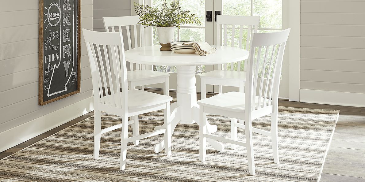 Smithtown 3 Pc White Colors,White Dining Room Set With Round Dining
