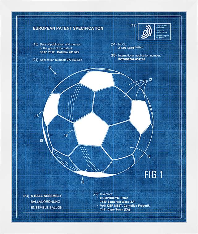 Soccer Ball Blueprint I Blue Artwork - Thumbnail - Image 1