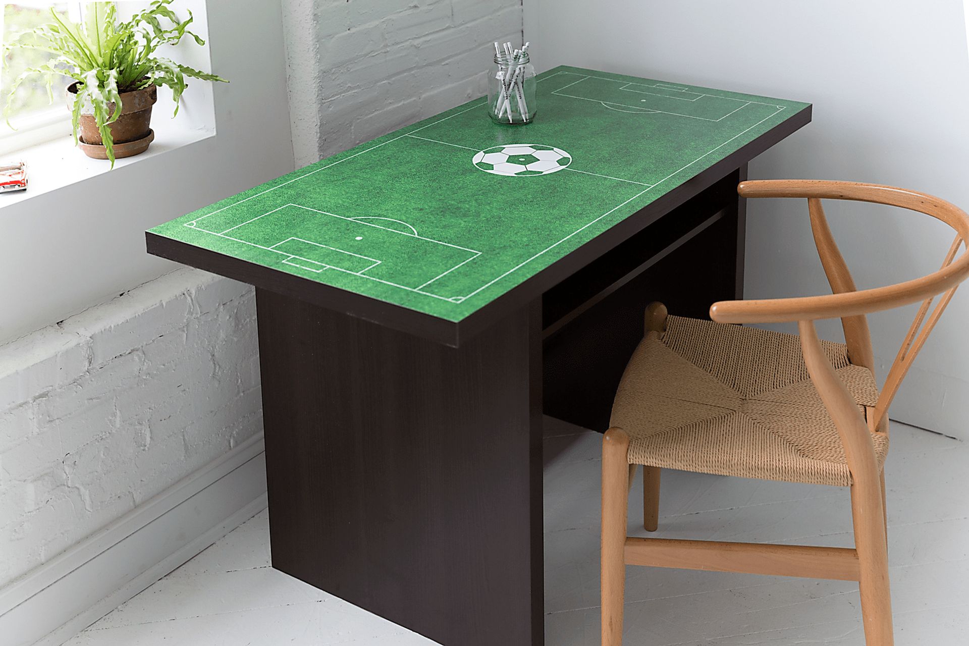 Soccer Pitch White Desk with Shelf - Image 2